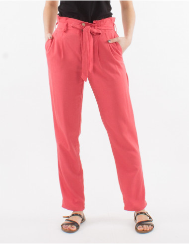 70% viscose 30% linen pants with pleats at the waist