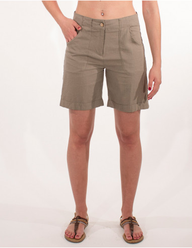 WOMEN'S BERMUDA SHORTS 55% LINEN 45% VISCOSE