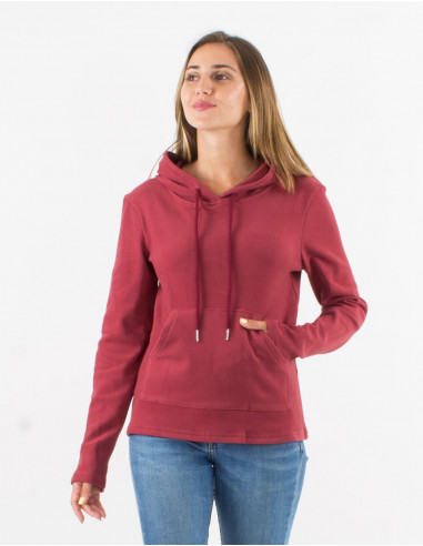 Knitted 95% polyester 5% elastane sweater with hood