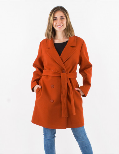 Polyester coat with lining and embroideries