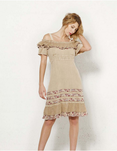 Robe Viscose Sw Brodee Epaules Denudees