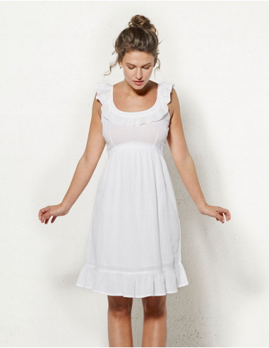 Robe Crepe De Coton Doublee A Volants