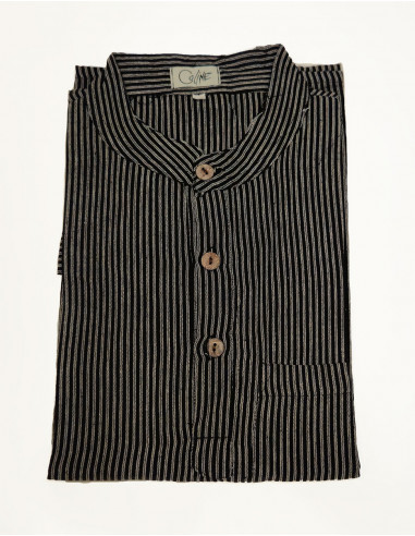 Cotton striped gent shirt with long sleeves and round buttons