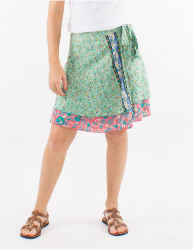 Short polyester wrap-around "sari" skirt