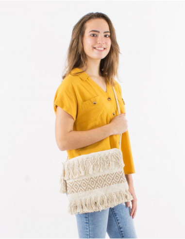 Macramé cotton bag with lining 29X23CM