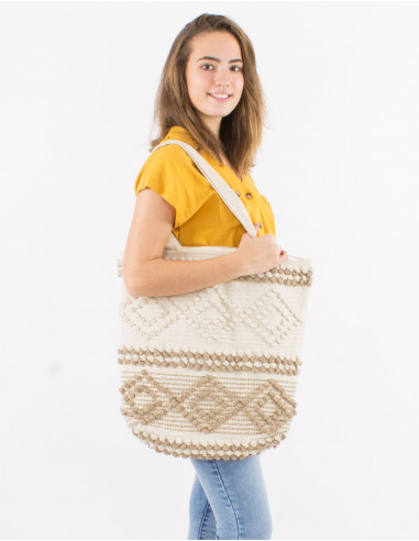 Macramé cotton bag with lining 45X45CM