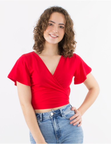 95% cotton 5% elastane plain tee shirt with short sleeves