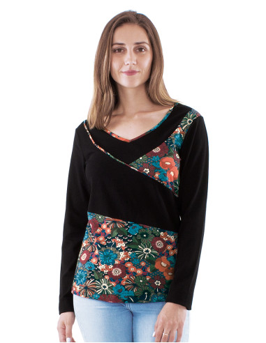 95% Coton 5% Elastane T shirt with long sleeves and Pop print