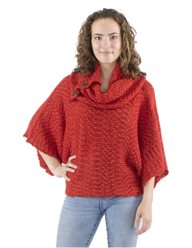 Knitted collar pullover with 4 bttons in wood