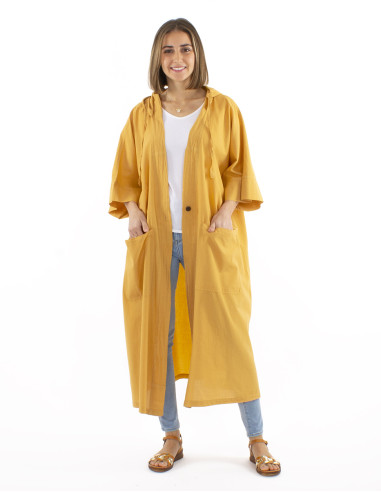 Cotton plain sw jacket with hood
