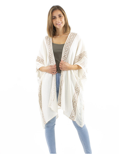 Cotton rustic poncho jacket