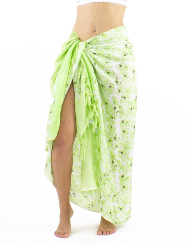 Viscose fringed sarong with Bali24 print