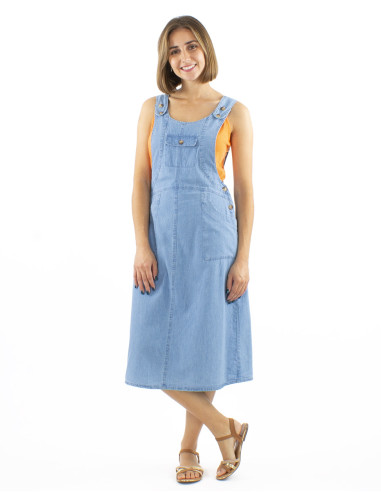 Cotton denim dress 2 pockets