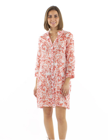 Cotton tunic dress with 3/4 sleeves and Bali24 print
