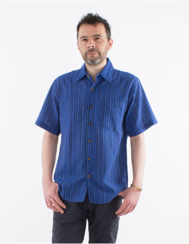 Cotton striped gent shirt with long sleeves and round buttons