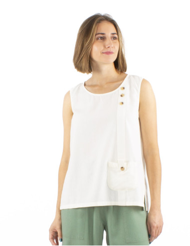 54% linen 46% viscose top 1 pocket