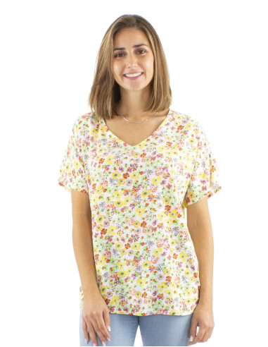 Viscose v-neck top and Pretty print