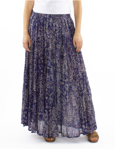 Cotton voile wrinkled skirt with Herma print