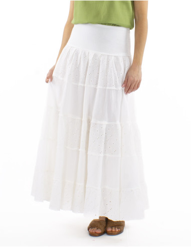 Cotton white skirt with lining and ruffles