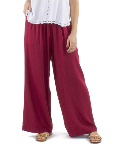 Viscose plain straight pants with elastic size