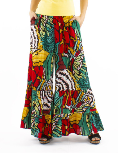 Viscose large bottom pants with Sauvage print
