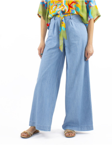 Cotton denim 2 buttons pants